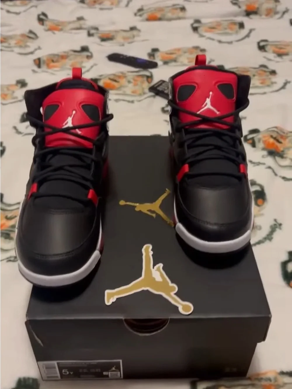 Jordan Boys Black and Red High-Top Basketball Shoes